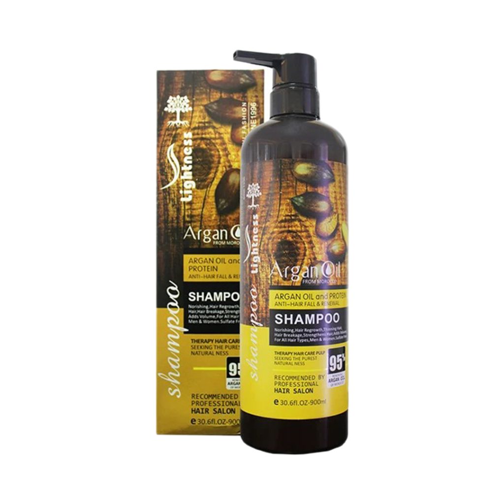 شامپو تقویت‌کننده و ضد ریزش مو لایتنس مدل Argan Oil حجم 900 میلی‌لیتر