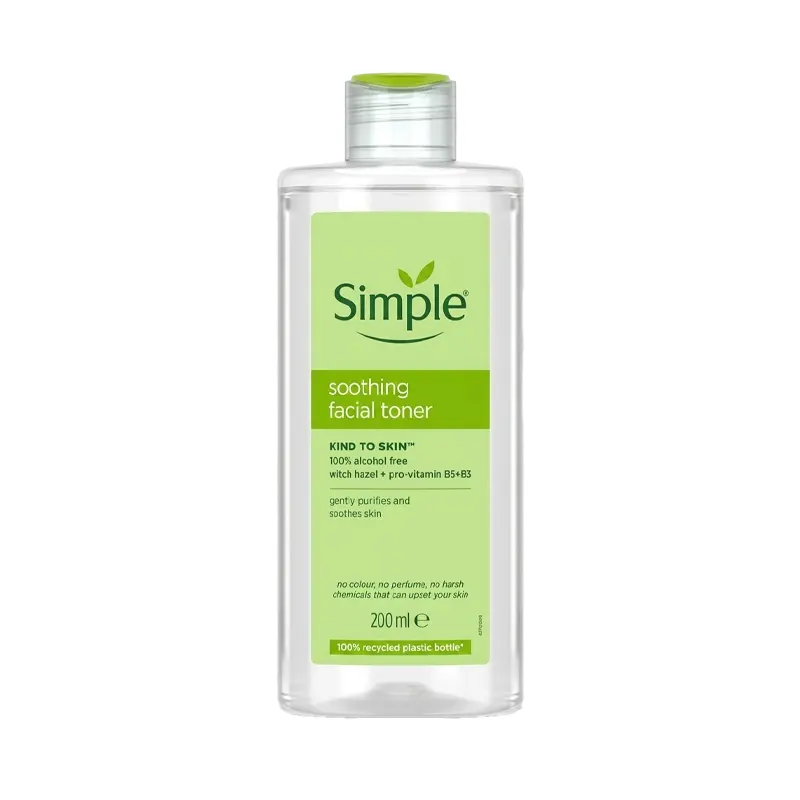 تونر صورت Simple مدل soothing facial toner حجم 200 میلی لیتر