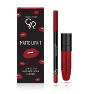 کیت رژلب مایع و مداد لب گلدن رز مدل Scarlet Red