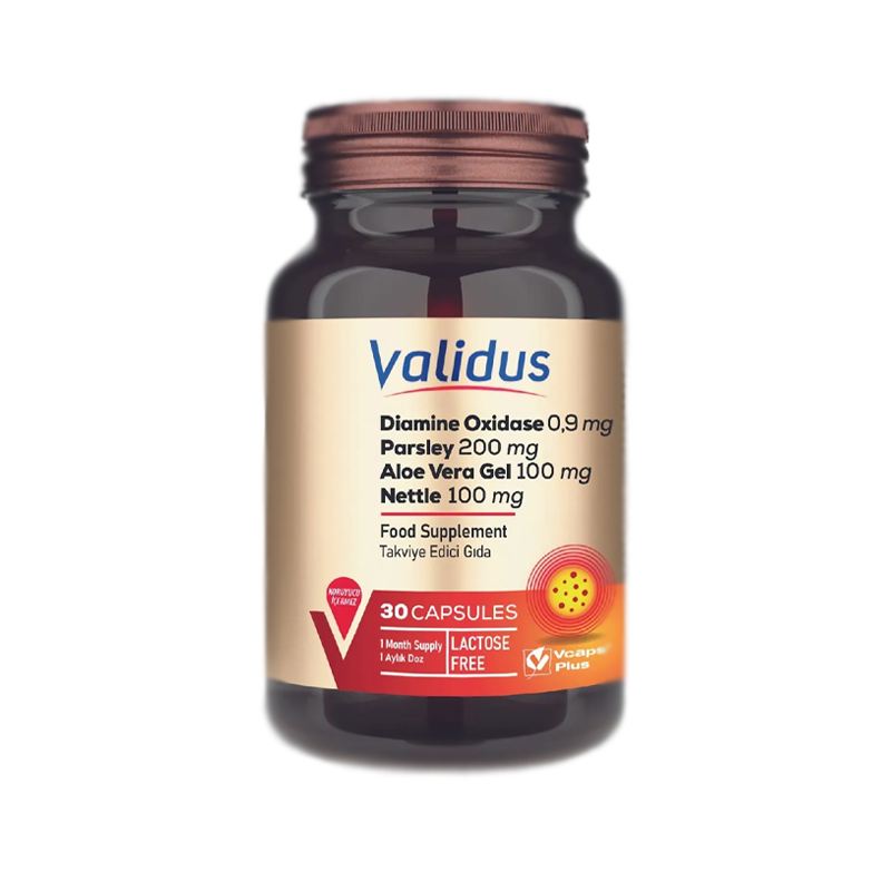 کپسول ولیدوس validus مدل Diamine Oxidase تعداد ۳۰ عددی