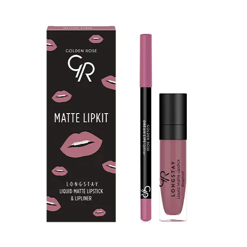 کیت رژلب مایع و مداد لب گلدن رز مدل Blush Pink