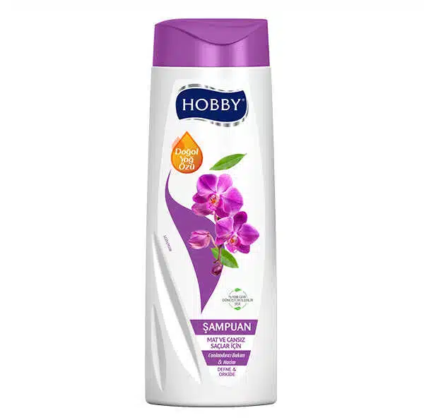 شامپو هوبی با روغن برگ بو و عصاره گل ارکیده (Hobby Laurel Oil Orchid Shampoo)  حجم ۵۰۰ میلی‌لیتر