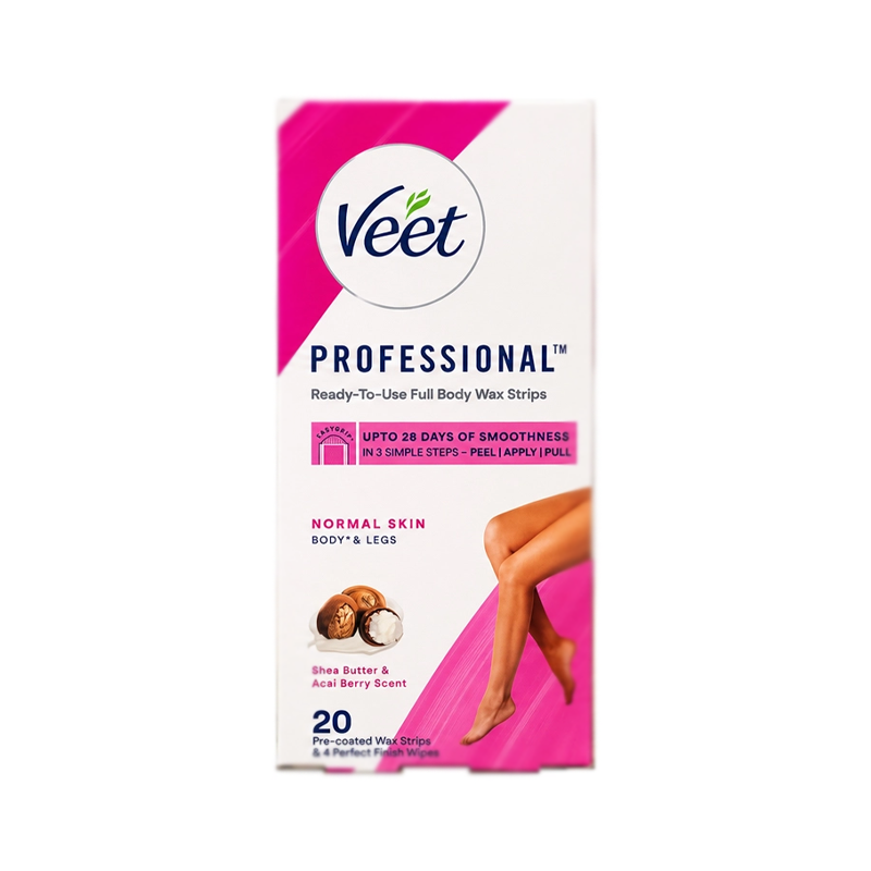 نوار موبر بدن ویت Veet حرفه‌ای شی‌باتر و توت آکای ، ۲۰ عدد + ۴ دستمال